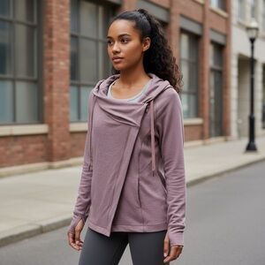 Lululemon‎ Coast Easy Wrap Women’s Size 6 Heather Misty Merlot Cowl Neck Modal